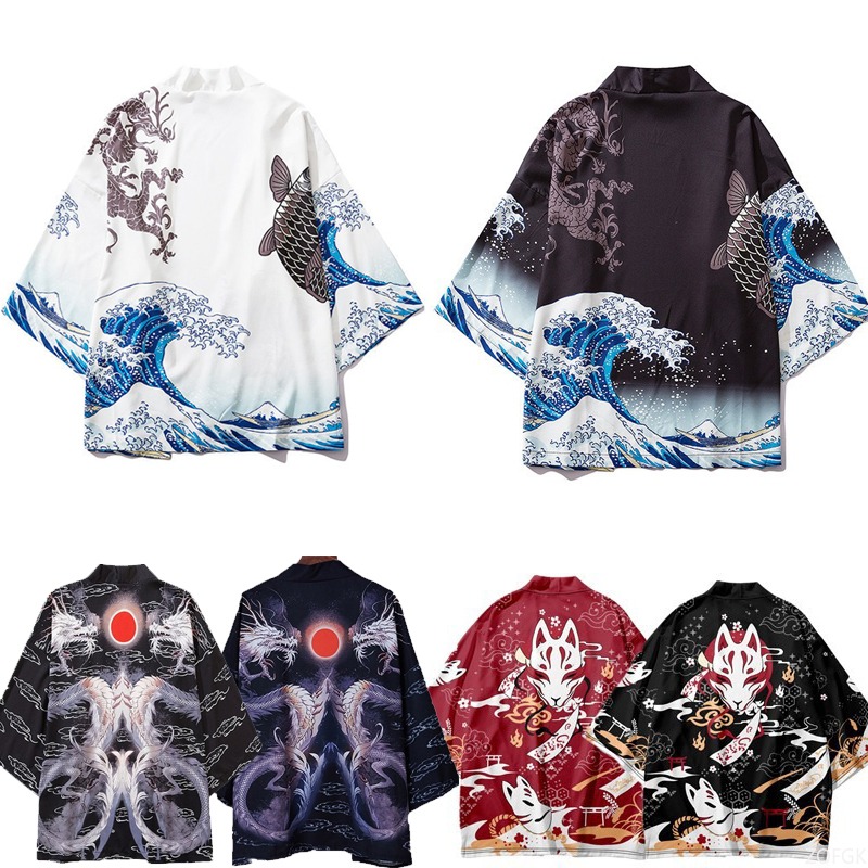 Women'S Fashion Kimono - Kimono Jubah Cetak Haori Harajuku Gaya