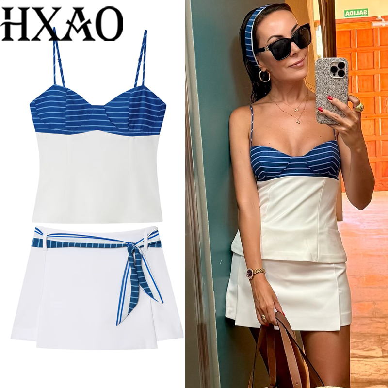 Corset Top Boned - HXAO Set Rok Wanita Bergaris Pita