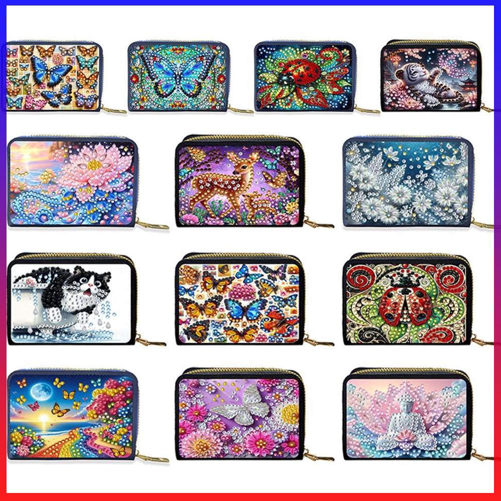 Coin Purse Women - Dompet Kartu Berlian dengan Resleting, Kantong
