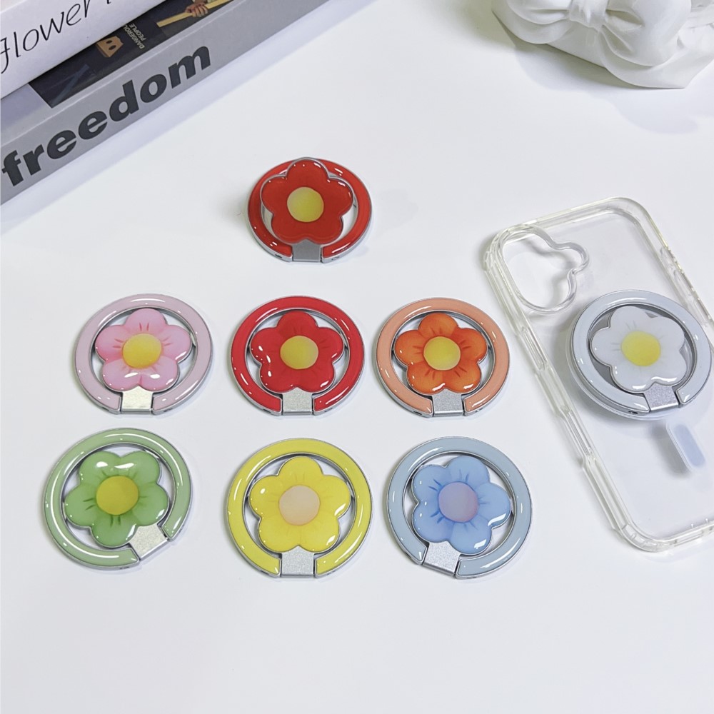 Women Fashion Rings - Penyangga Ponsel Lipat Magnetik Berbentuk Bunga,