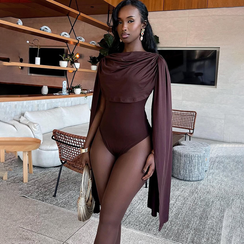 Women'S Fashion Overalls - Bodysuit Selendang Kerah Ayun Seksi Elegan