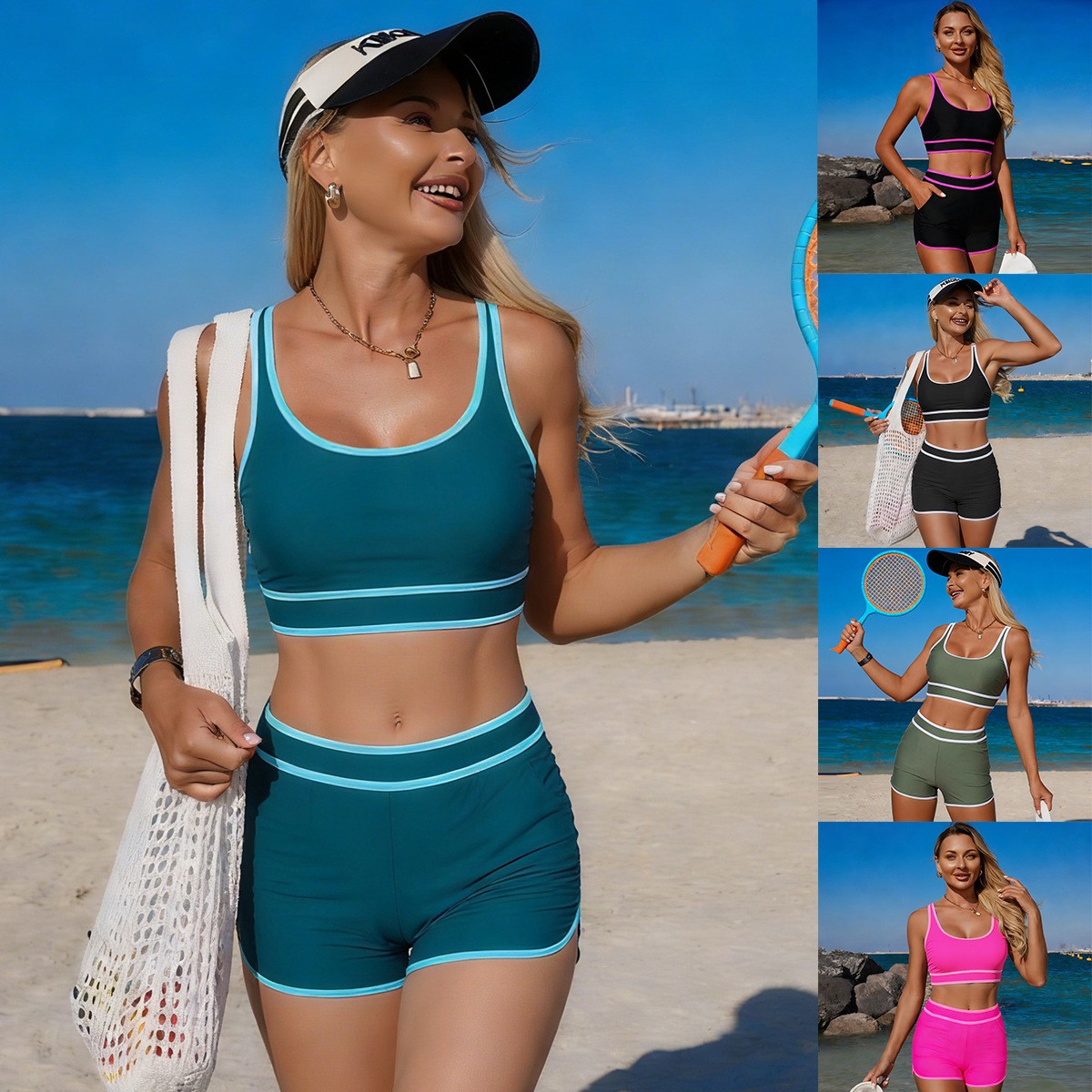 Crop Top Women - Bikini Hijau Zaitun Atasan Crop Tanpa