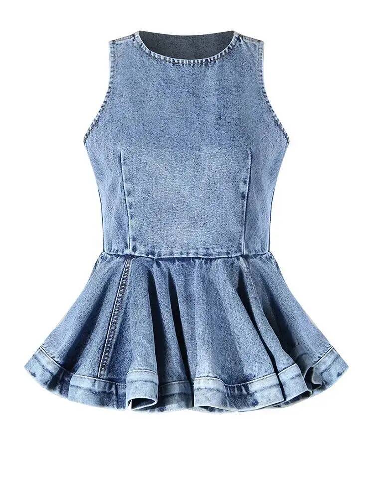 Ruffles Tank Top Biru Celana K - Women'S Fashion Overalls ulasan dan harga
