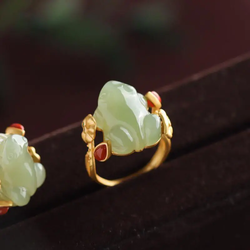Cincin Katak Giok Hijau Jimat  - Women Fashion Rings ulasan dan harga
