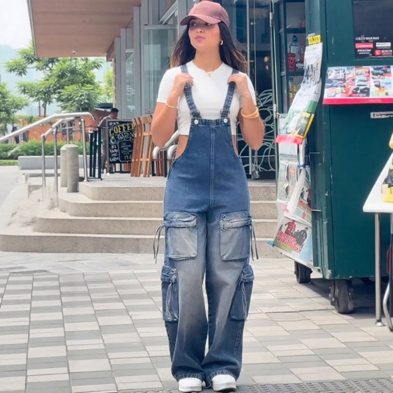 Overall Denim Wanita Trendy Mo - Women'S Fashion Overalls ulasan dan harga
