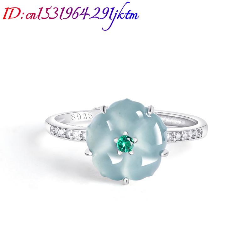 Cincin Bunga Giok Burma Biru 9 - Women Fashion Rings ulasan dan harga