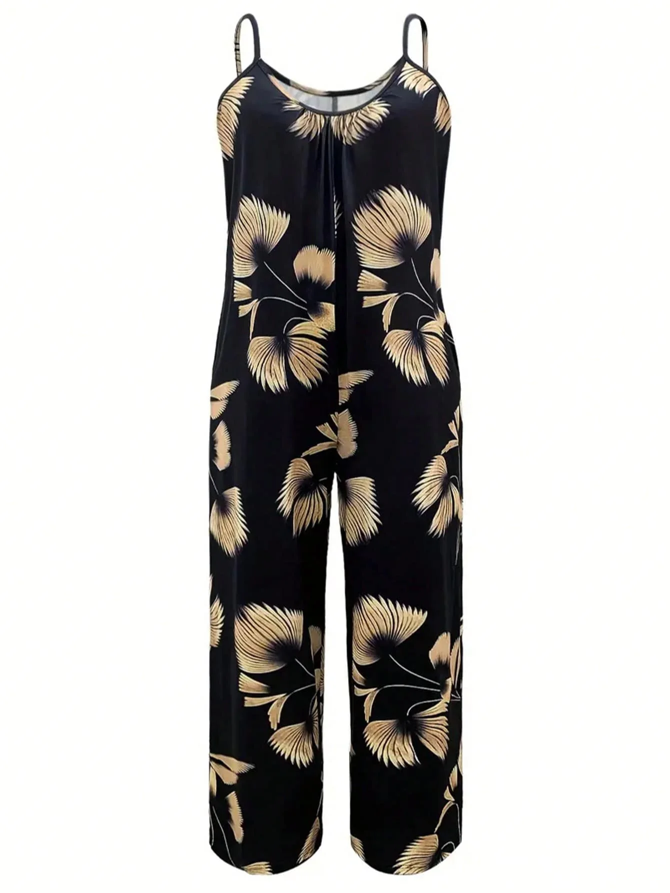 Celana Jumpsuit Motif Daun Mod - Women'S Fashion Overalls ulasan dan harga