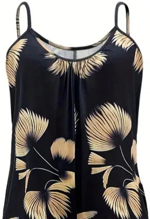 Celana Jumpsuit Motif Daun Mod - Women'S Fashion Overalls ulasan dan harga