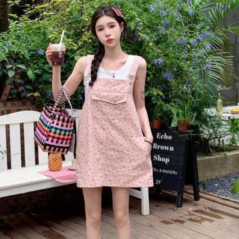 Gaun Denim Overall Lucu Model  - Women'S Fashion Overalls ulasan dan harga