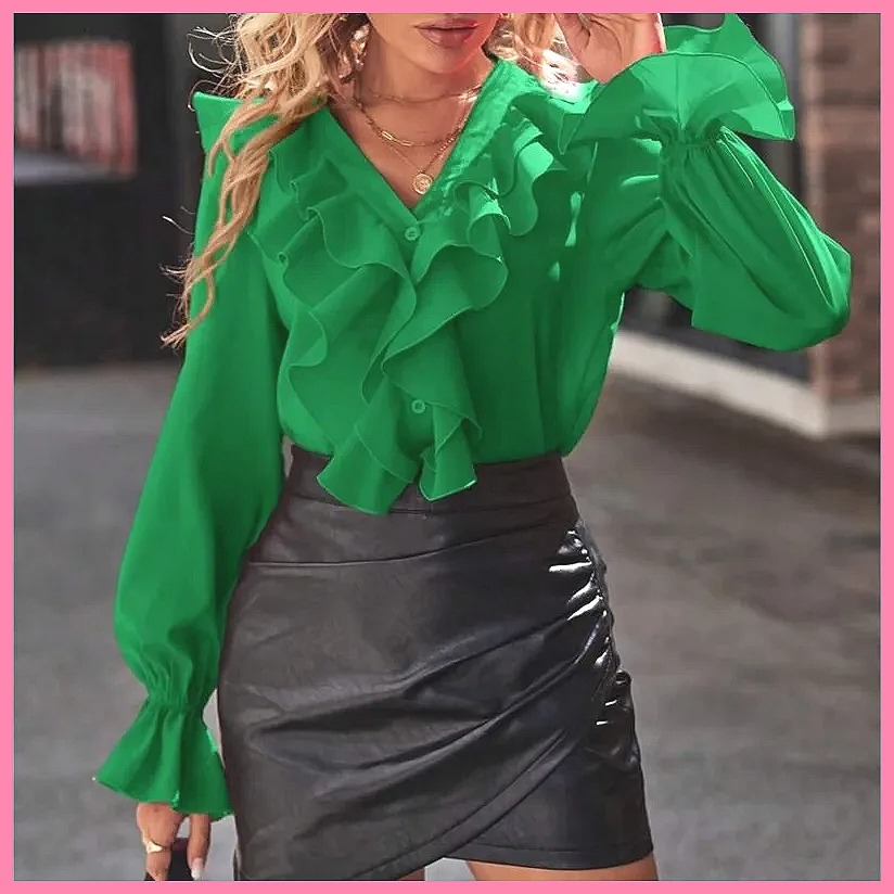 Blus Elegan Wanita Model V-Nec - Women'S Fashion Tops ulasan dan harga