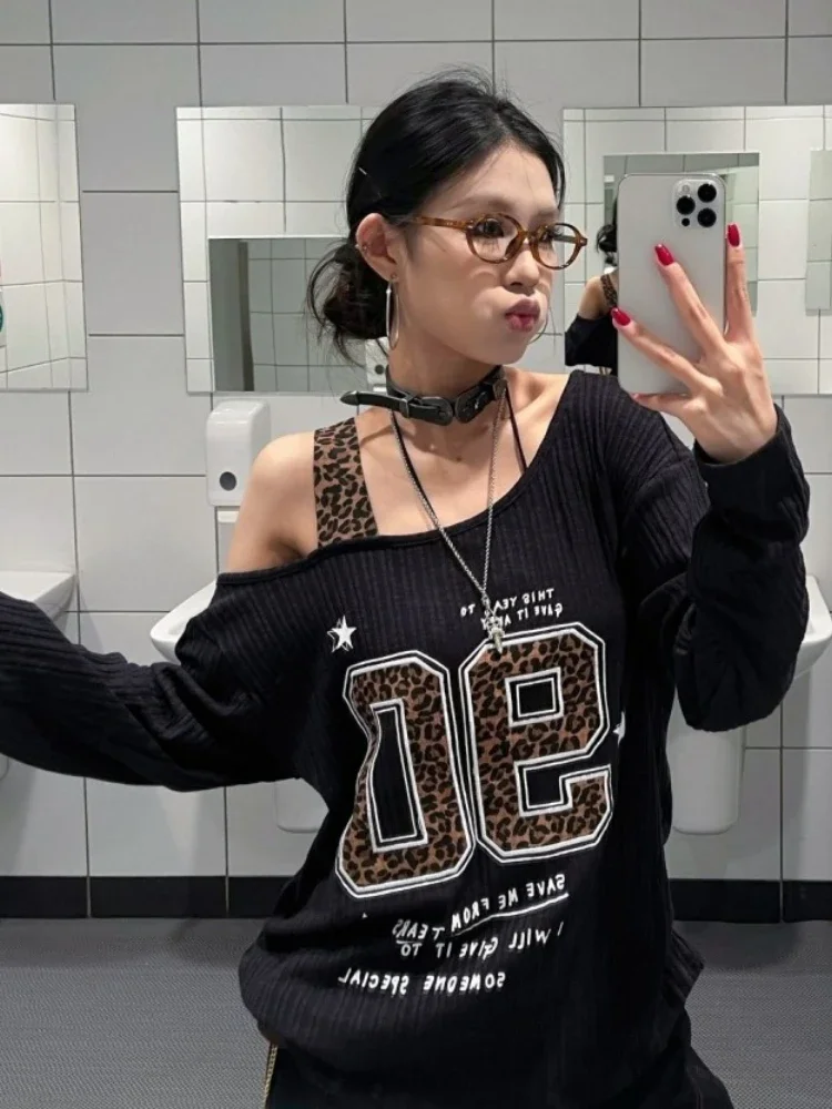 Kaos Leopard Print Patchwork Y - Women'S Fashion Tops ulasan dan harga