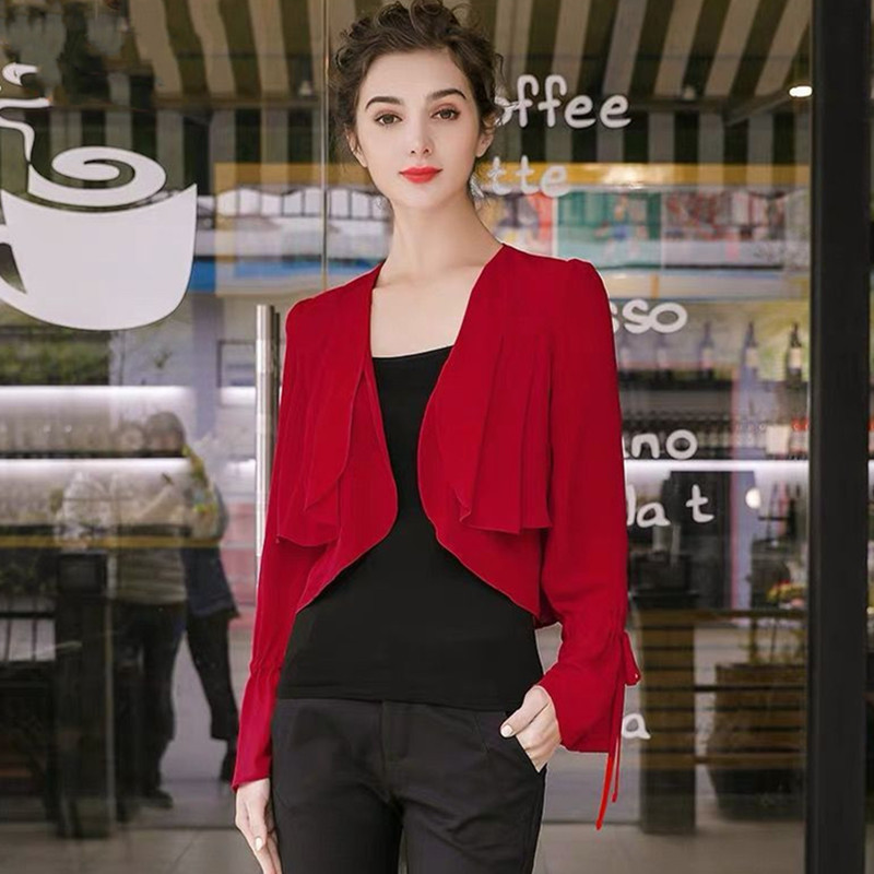 Mantel sifon tipis lengan keru - Women'S Fashion Kimono ulasan dan harga