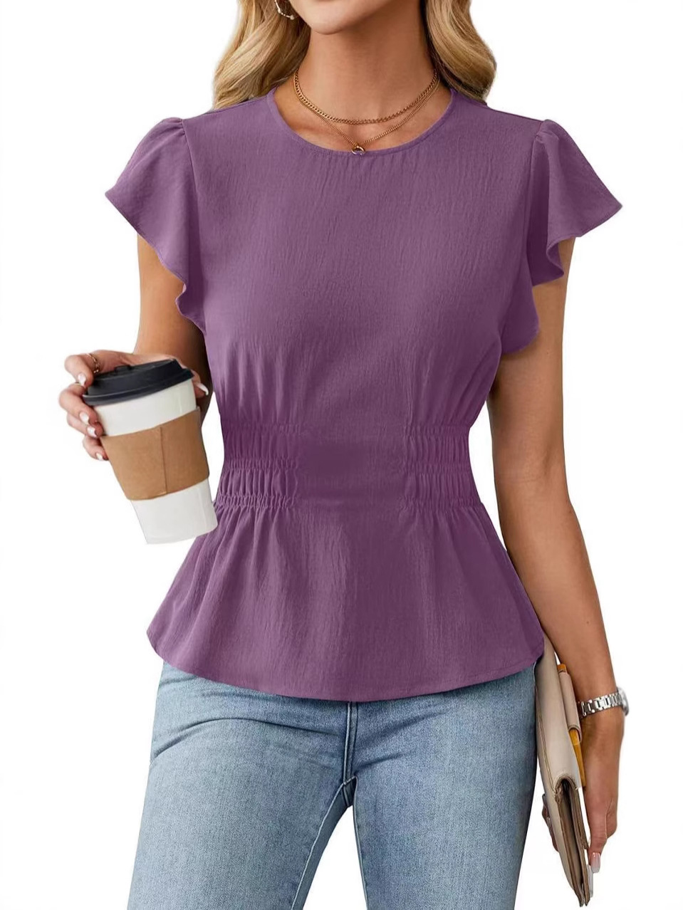 Blus Wanita Lengan Pendek Beru - Women'S Fashion Tops ulasan dan harga