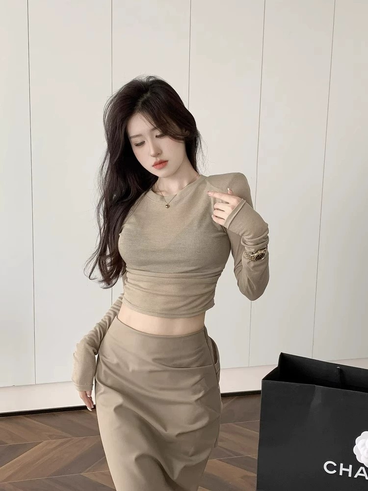 Y2K Kaus Lengan Panjang Bantal - Crop Top Women ulasan dan harga